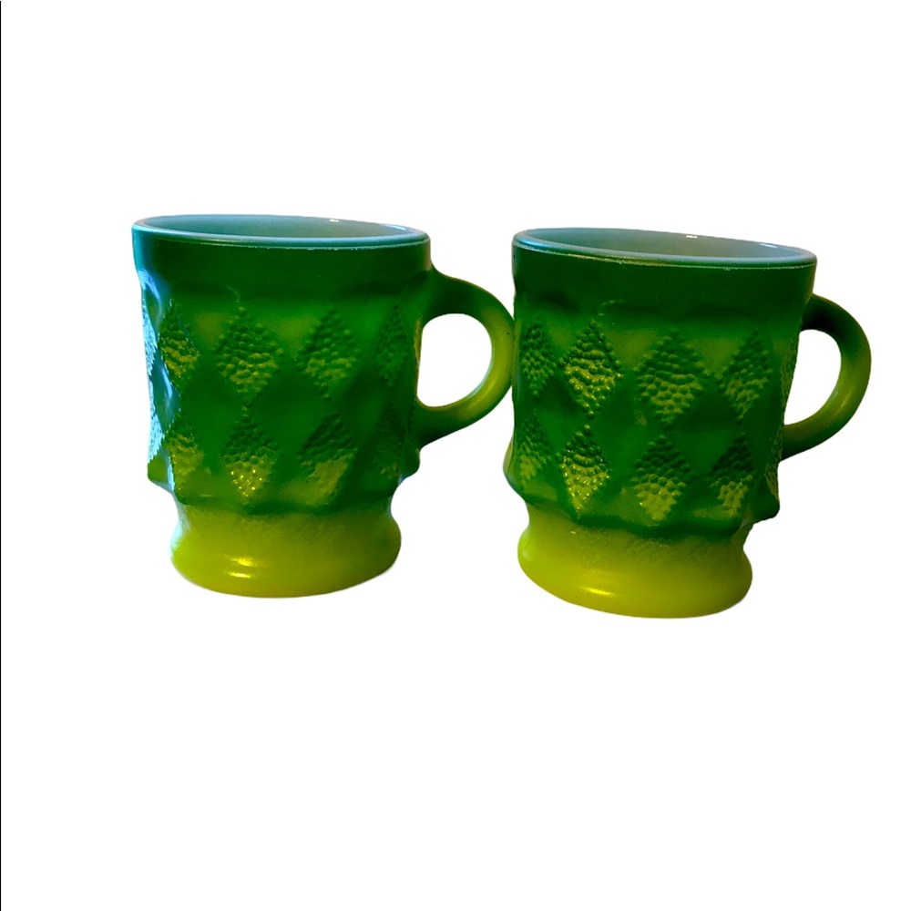 Green Anchor Hocking Fire King Stacking Coffee